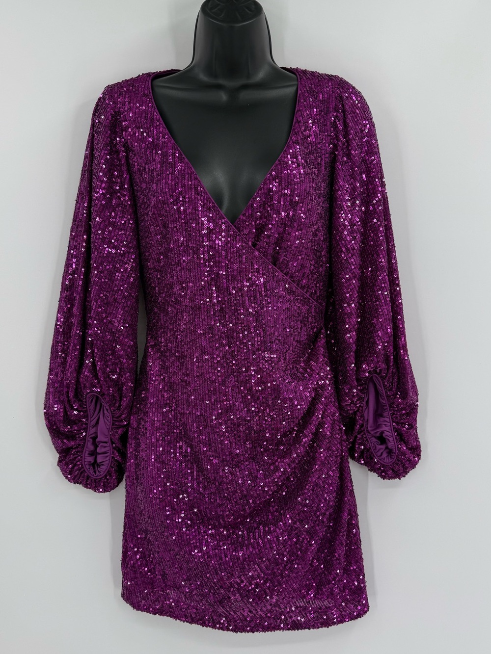 One33 Social Balloon Sleeve Sequin Mini Dress | Purple | Size 2